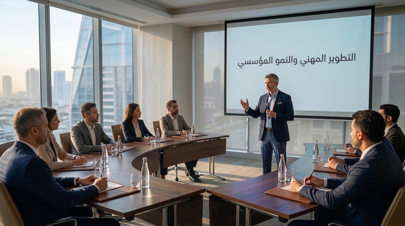 قاعة تدريب احترافية في أكاديمية المستشار الدولية للتدريب والتطوير